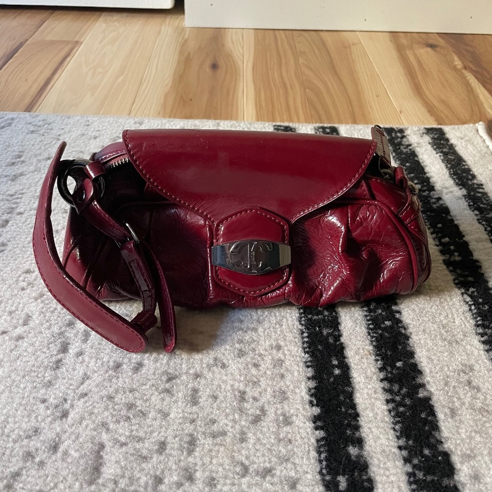 Vintage Roberto Cavalli "Just Cavalli" Burgundy Leather Clutch Wristlet
